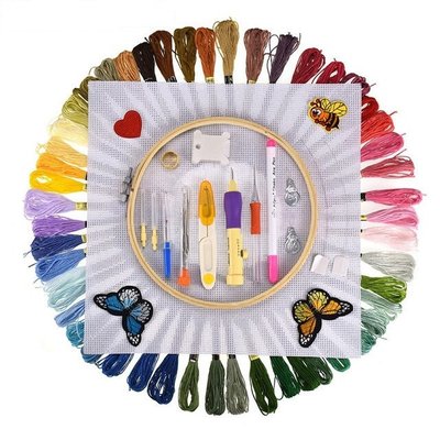 Набір для вишивання + 50 кольорових мулінів + 4 тканинні наклейки HB-001 фото