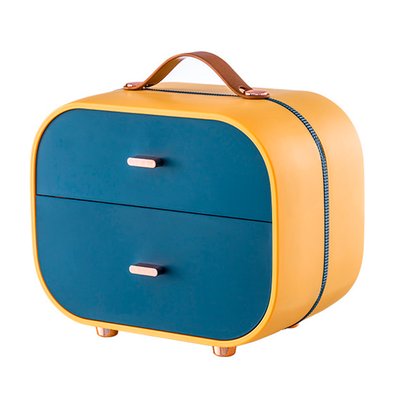 Шкатулка для хранения украшений с выдвижными ящиками портативная Сине-желтый ttwz03 фото