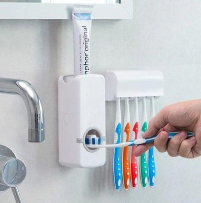 Автоматичний дозатор зубної пасти з підставкою для щіток Toothpaste Dispenser 1369170407 фото