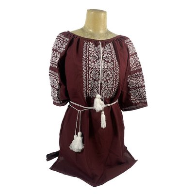Сукня-туніка Жіноча вишиванка Бордовий Льон Розмір М 1813556429 фото